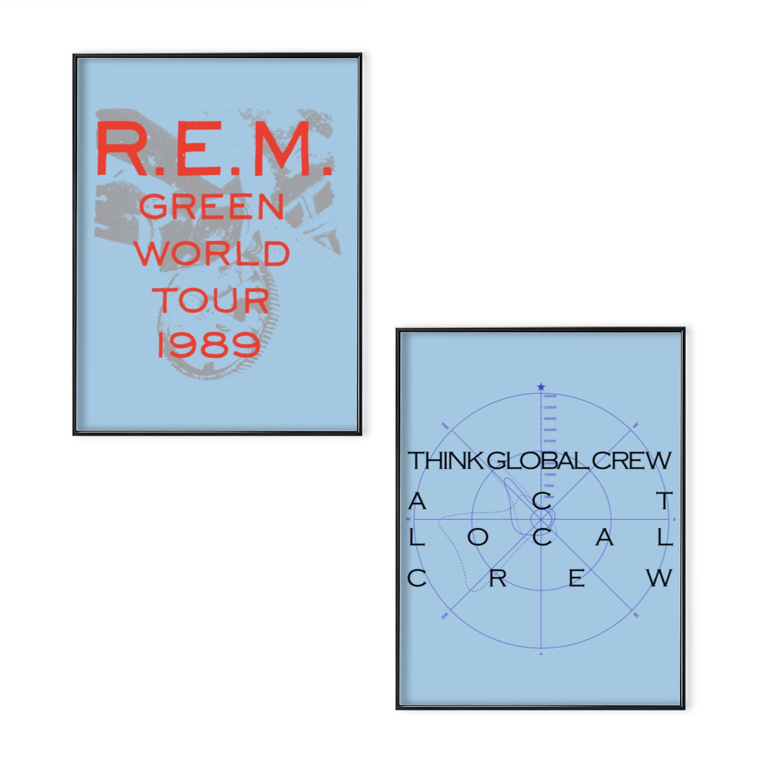 Vintage 1989 Rem Green World Tour Poster Set