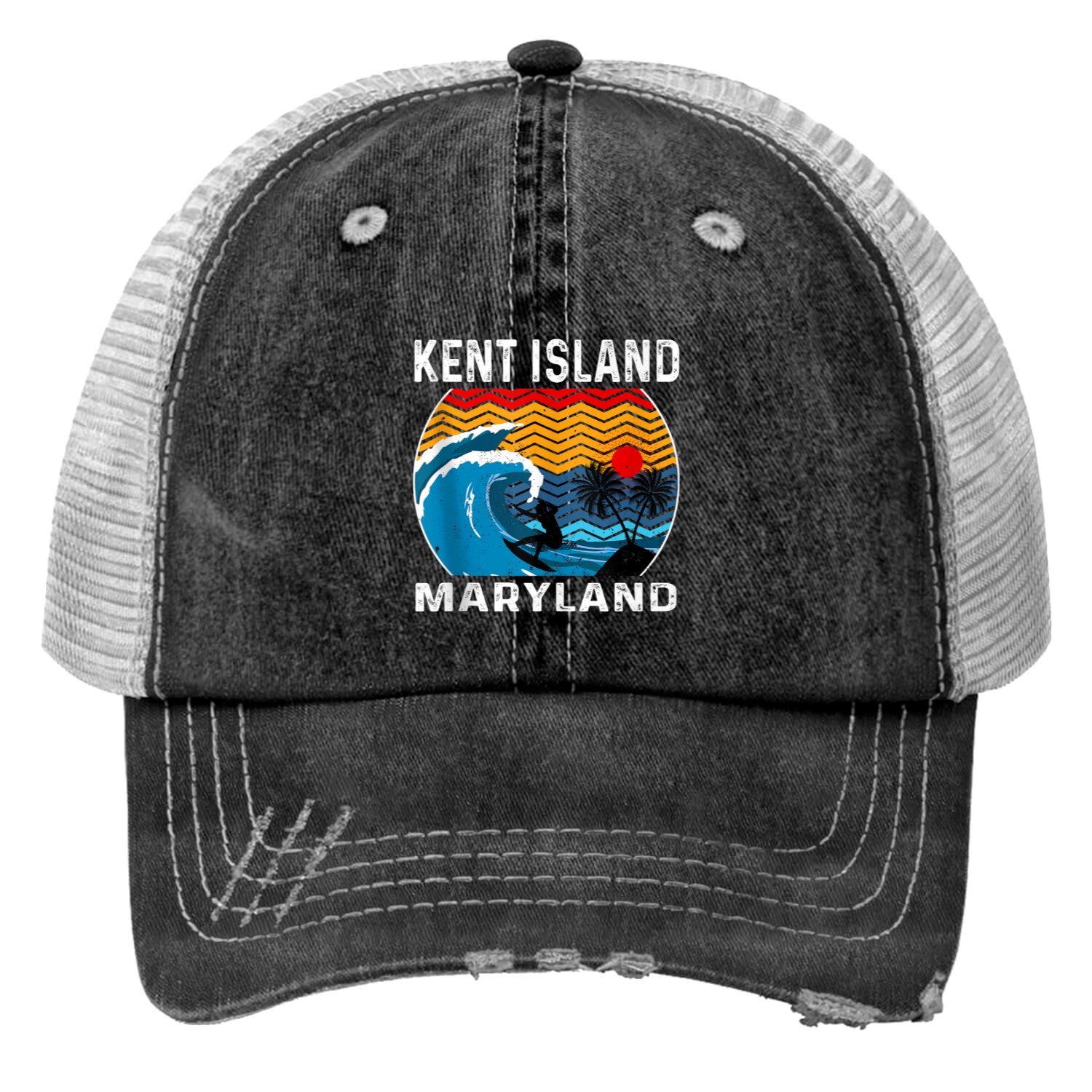 Maryland Kent Island Surfing Surfboard  Gifts Print Trucker Hats