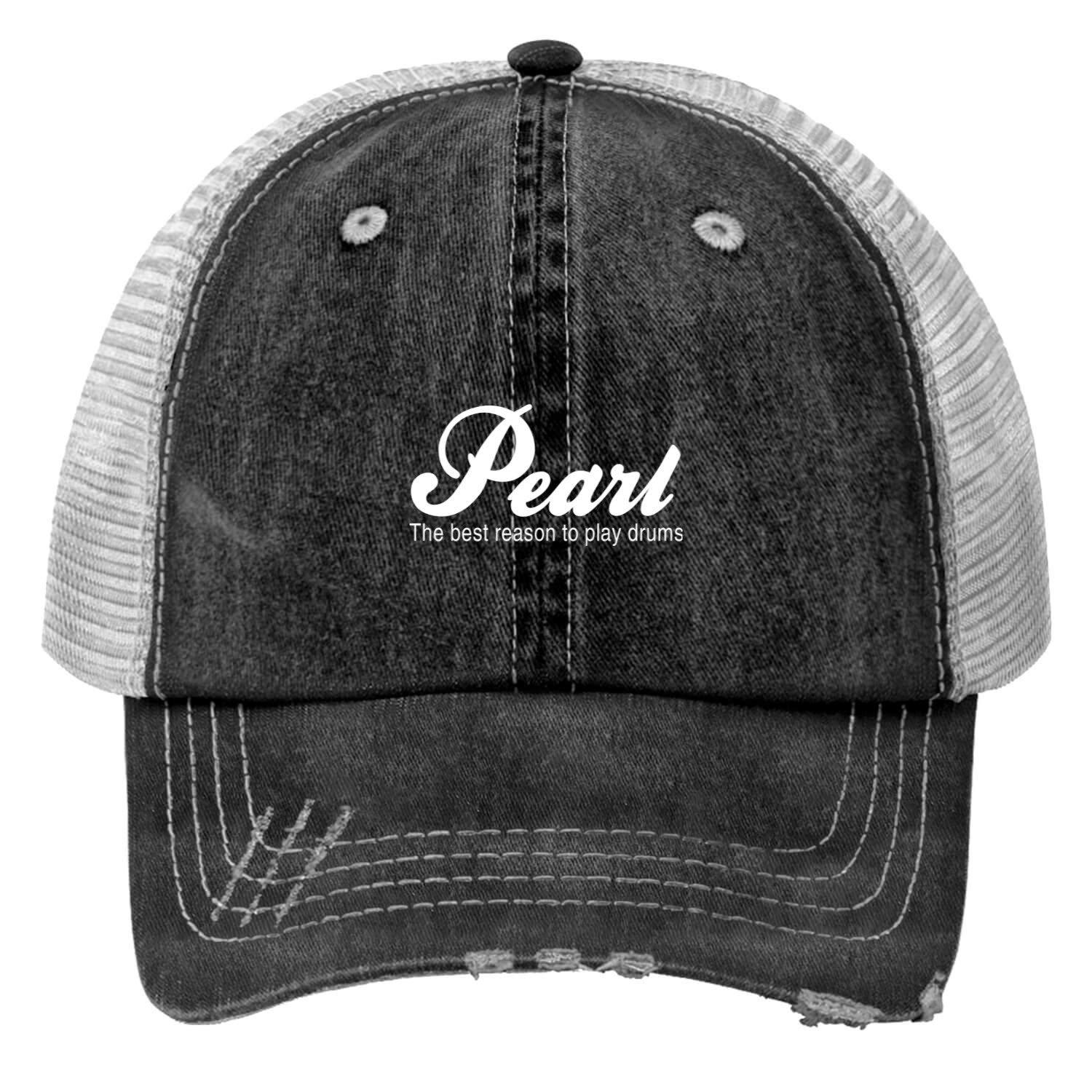 Pearl Drums White Print Trucker Hats