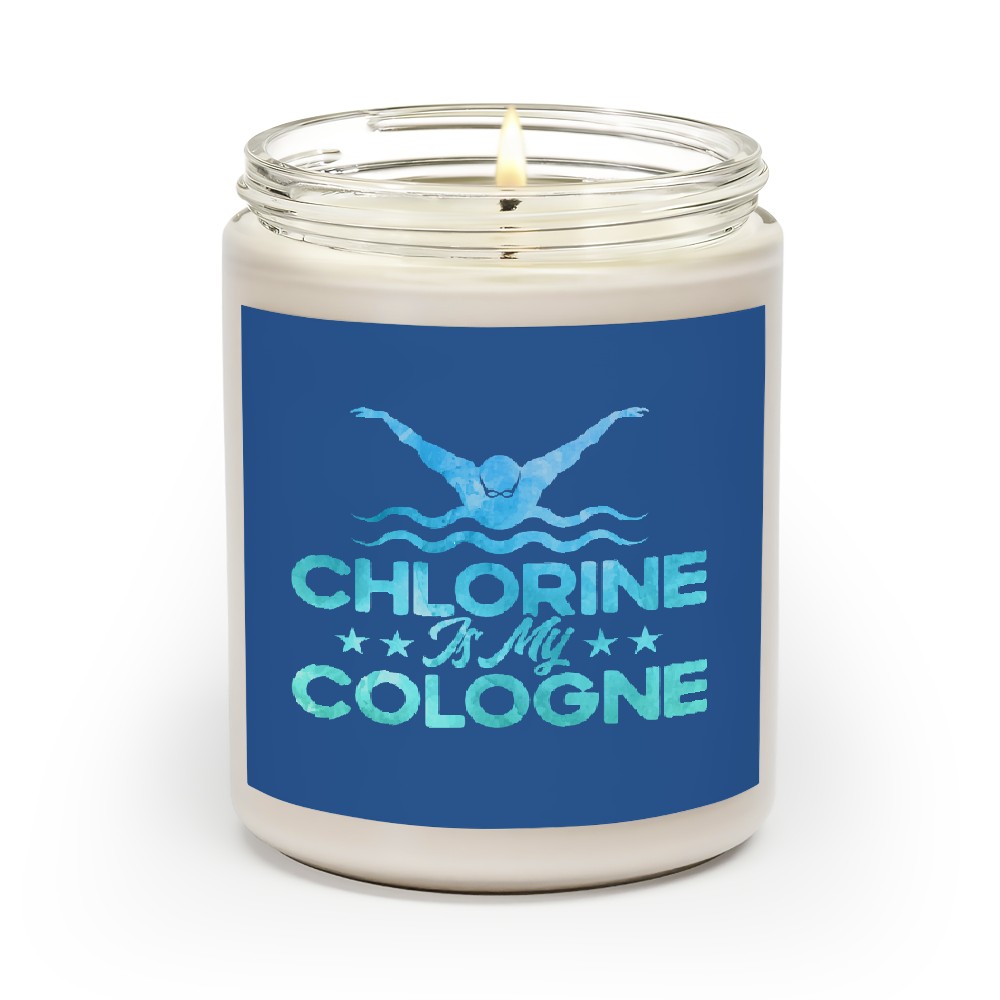 Swimming Pool Chlorine Is My Cologne Watercolor 1 Scented Candles