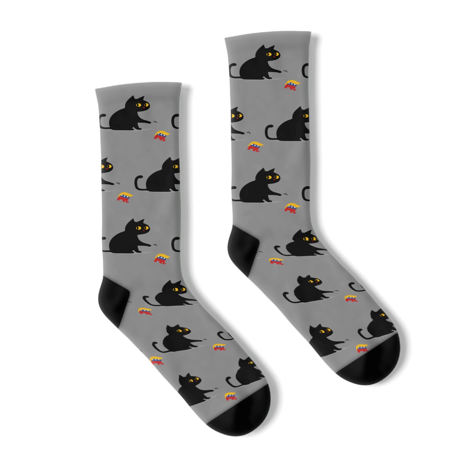 Cat Pushing Trump And The Gop Off Shelf Socks