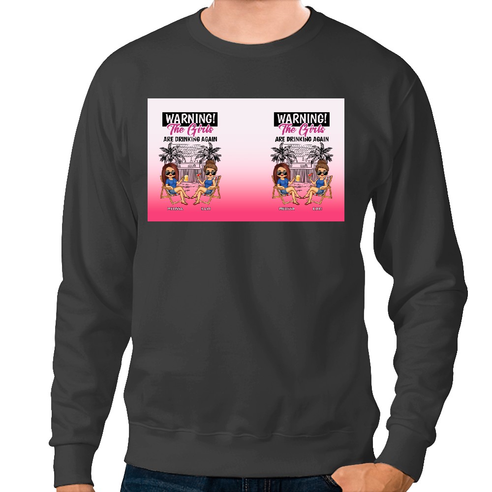 Discover Warning The Girls Are Drinking Again - Personalized Ombre Frosted Glass Cup Sweatshirts