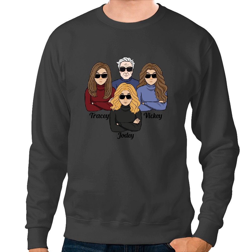 Discover Dad Of Girls #Outnumbered - Personalized Mug - Birthday, Christmas Gift For Father, Daddy, Dad, Girl Dad Sweatshirts