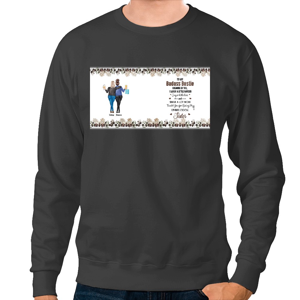 Discover Because Of You I Laugh A Little Harder Friendship - Personalized Clear Glass Cup Sweatshirts