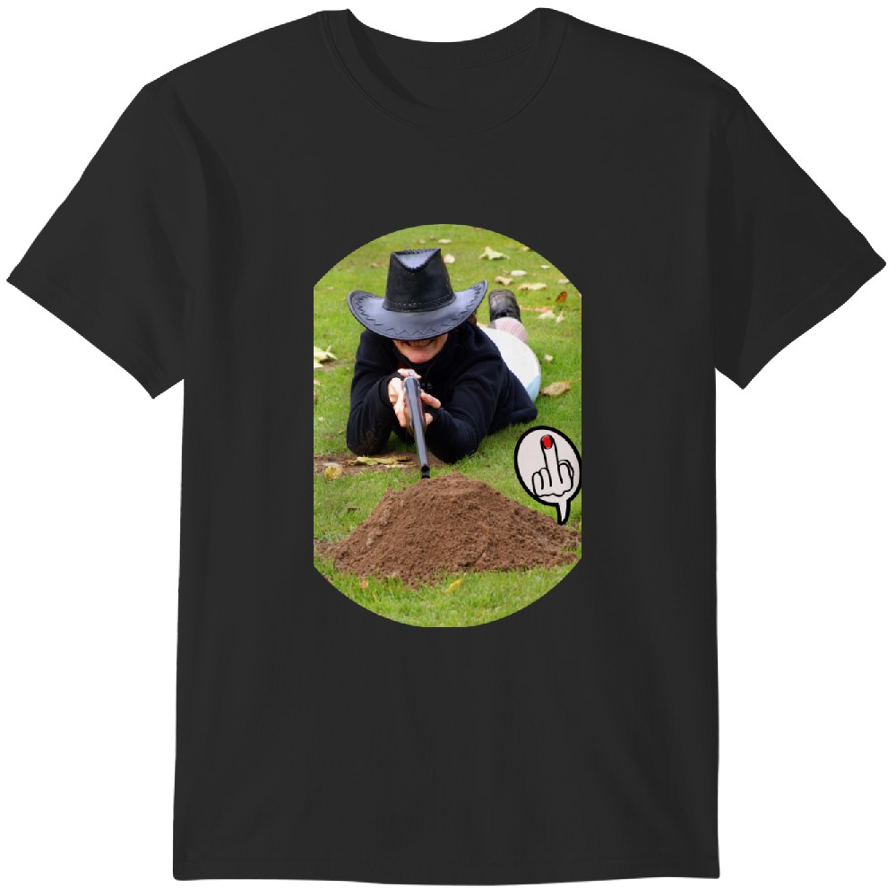 Maulwurfshaufen Jägerin Gewehr Stinkefinger Jokeba T-shirt