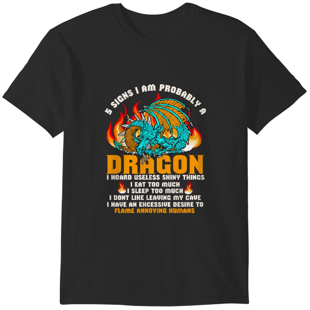 Drachen, 5 Zeichen Das Ich Ein Drache Bin Tshirt