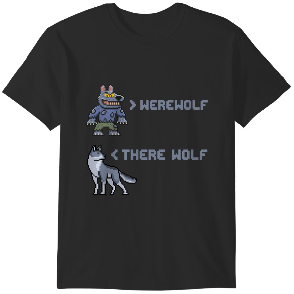 Wolf Werwolf Pixel Nerd Nerdy Lustige Sprüche Tshirt