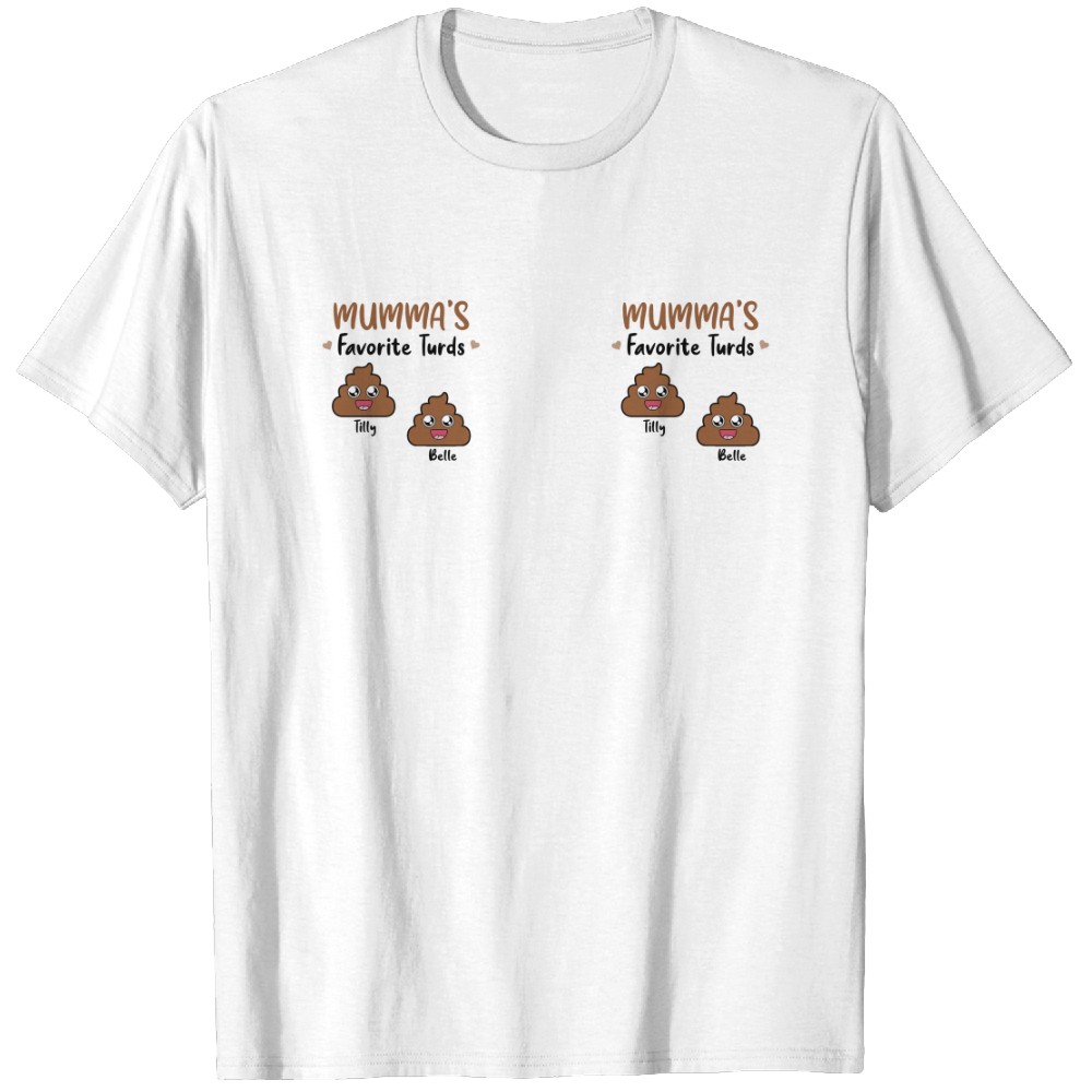 Discover Mom's Favorite Turds Funny Gift For Mom, Grandma Personalized Mug T-Shirts