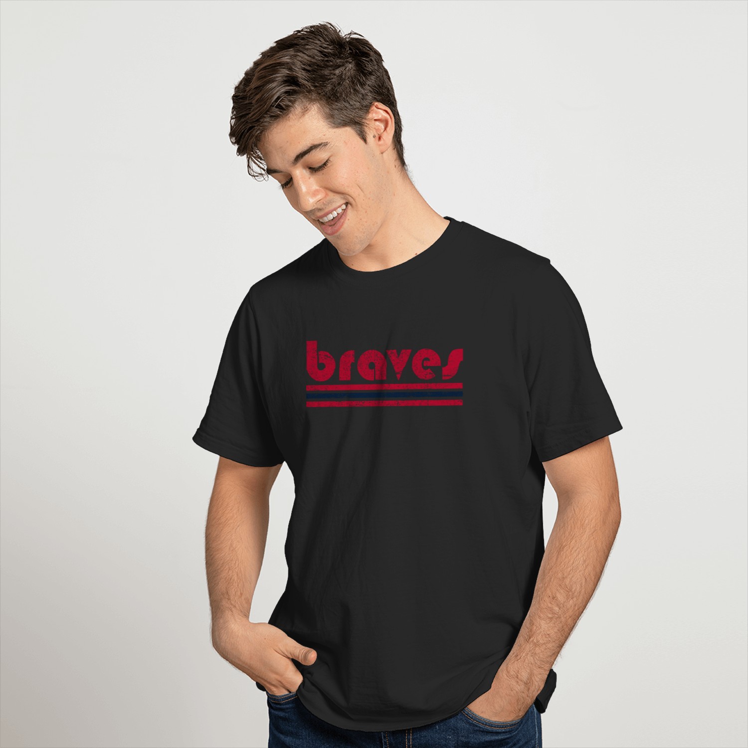 Best vintage Braves Retro Three Stripe Weathered T-Shirt, hoodie