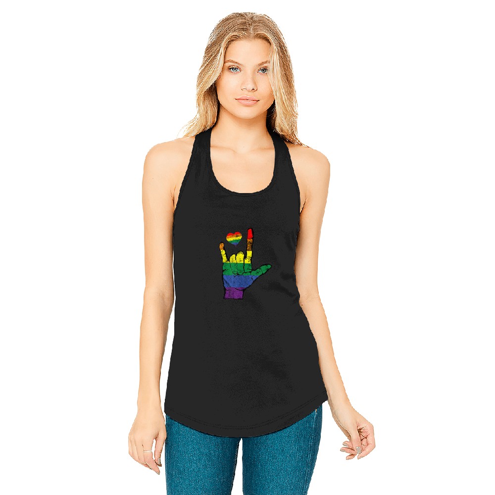 Gay Pride ASL Sign Languages LGBT Deaf Awareness M Tank Top