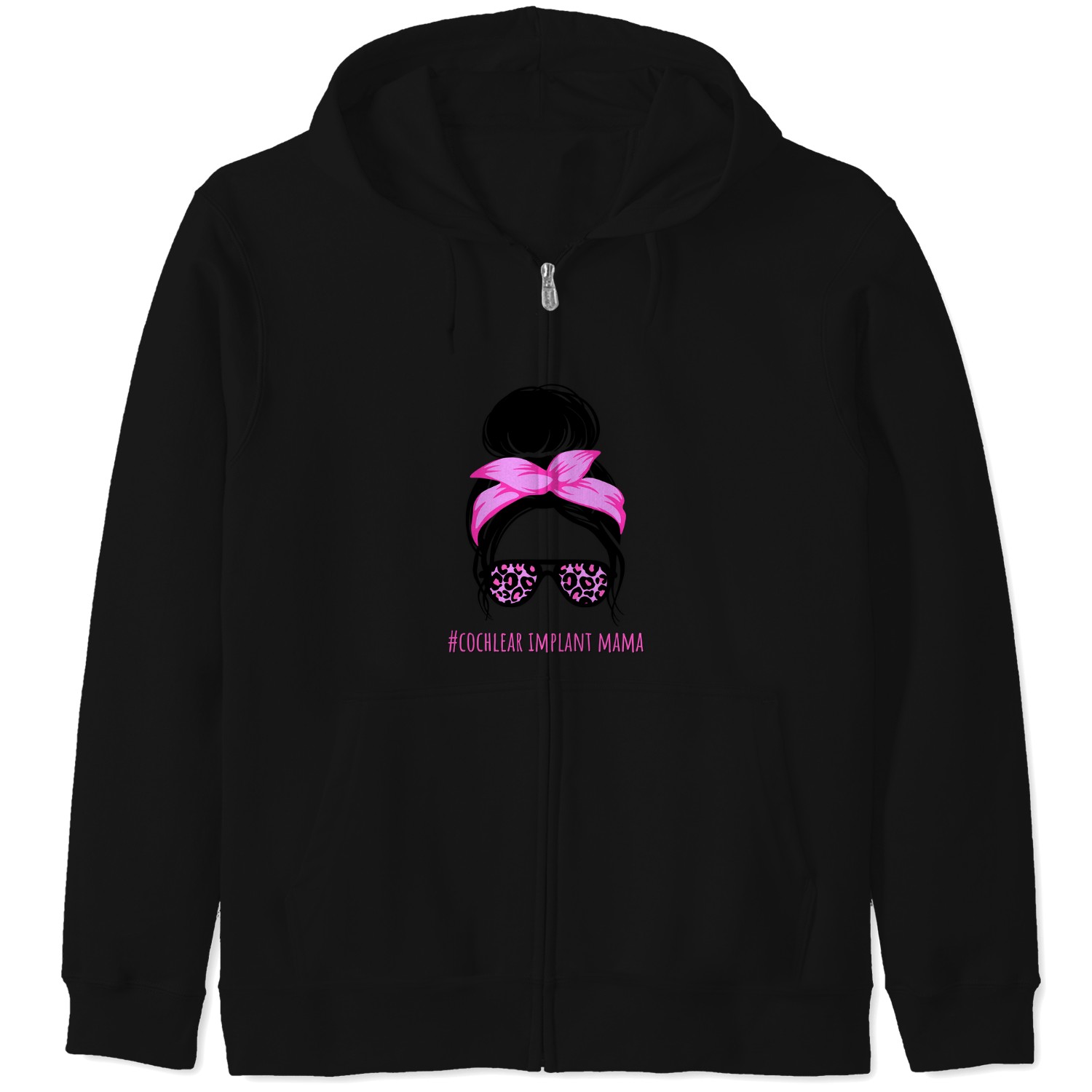 Messy-bun-cochlear-implant-mama T-shirt Zip Hoodies